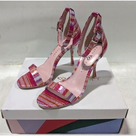 NEW in box Katy Perry Collection The Melly Pink Quartz Glitter Stripe Heels - Picture 2 of 6